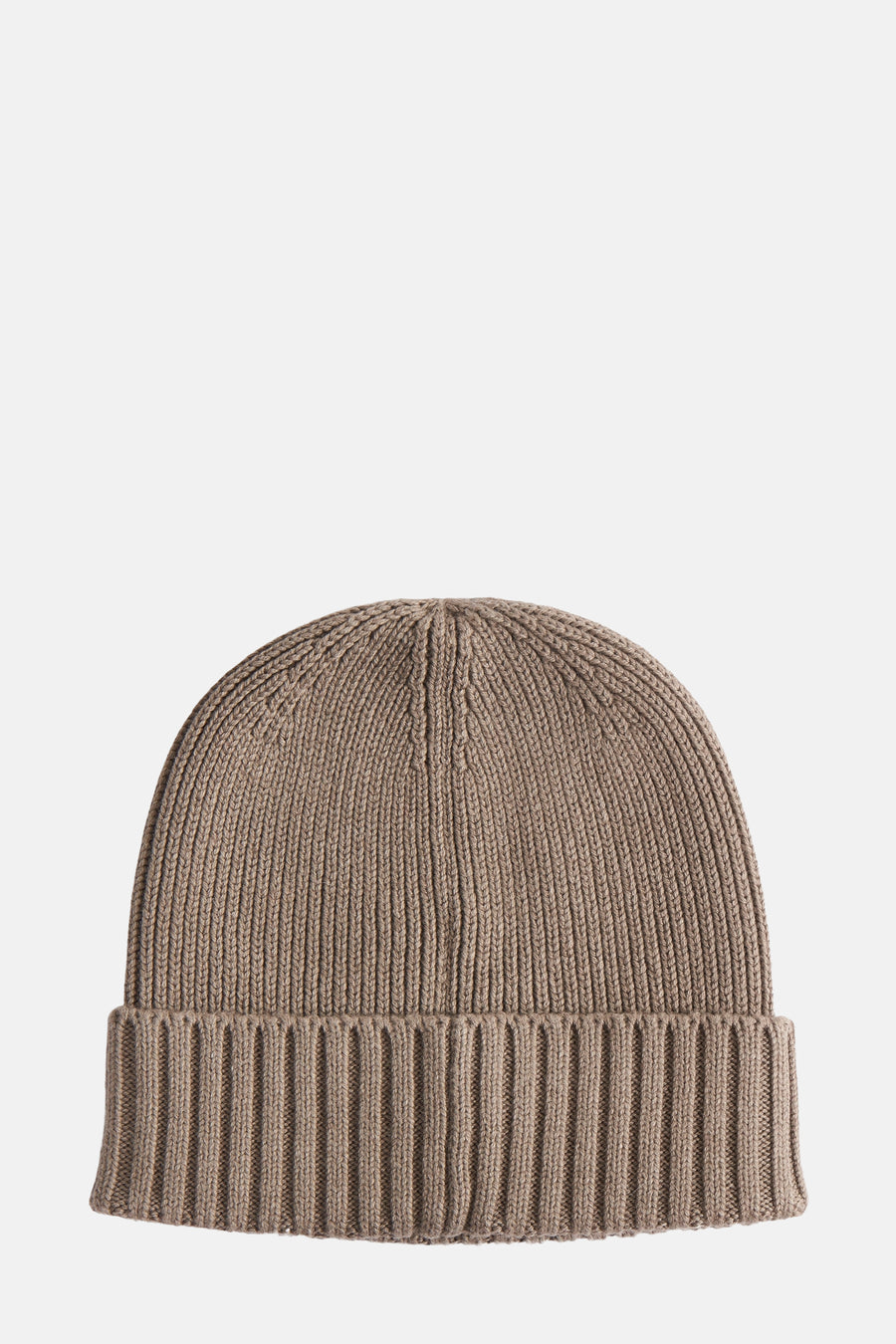 Bonnet beige de BARBOUR, en tricot côtelé avec un bord plié.
