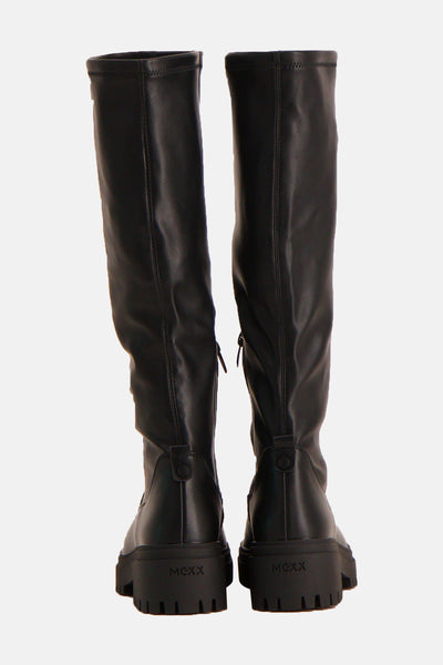 Paire de bottes noires de MEXX, avec fermeture éclair et semelles épaisses crantées.