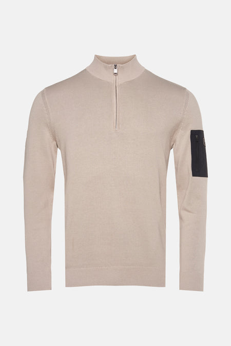 Beige coltrui van BARBOUR, met ritssluiting aan de voorkant.