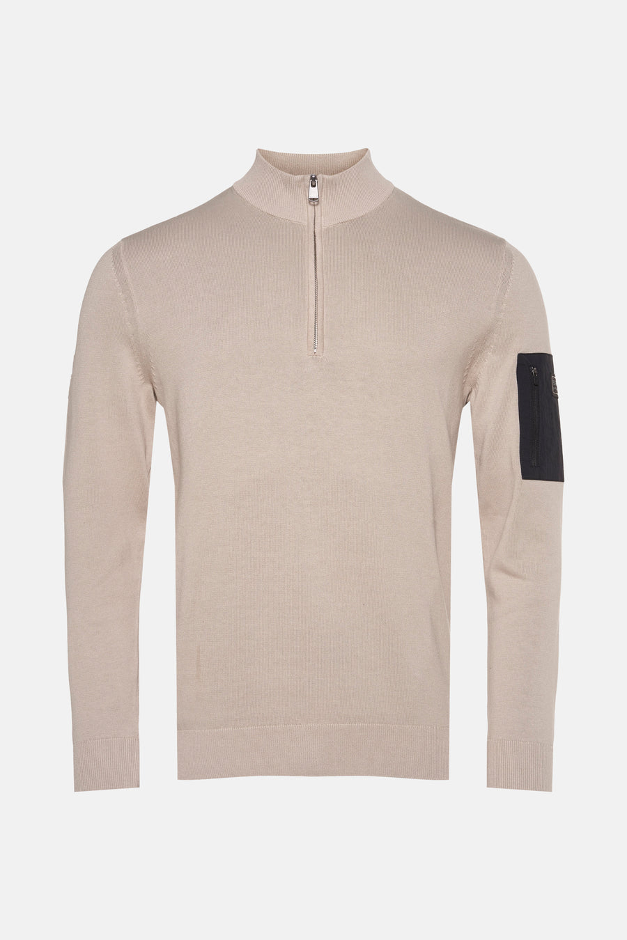 Beige coltrui van BARBOUR, met ritssluiting aan de voorkant.