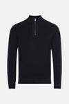 Barbour blauwe coltrui, in fijne ribgebreide stof met een zachte textuur.