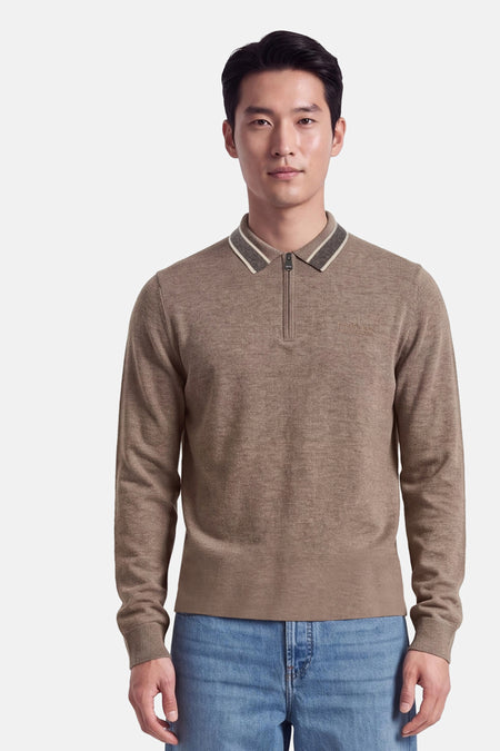 Polo met lange mouwen - beige