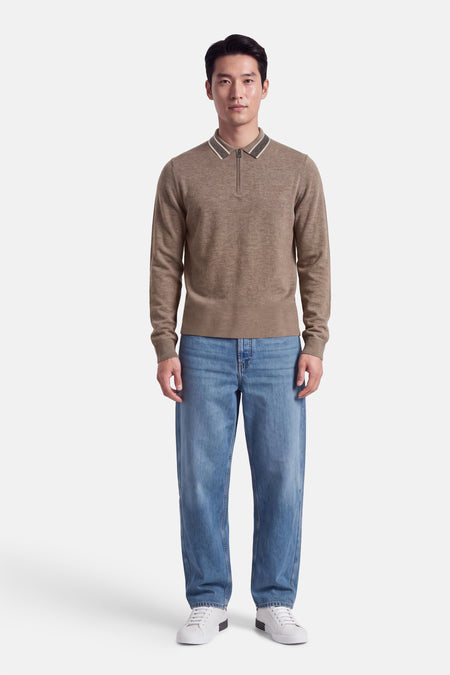 Polo met lange mouwen - beige