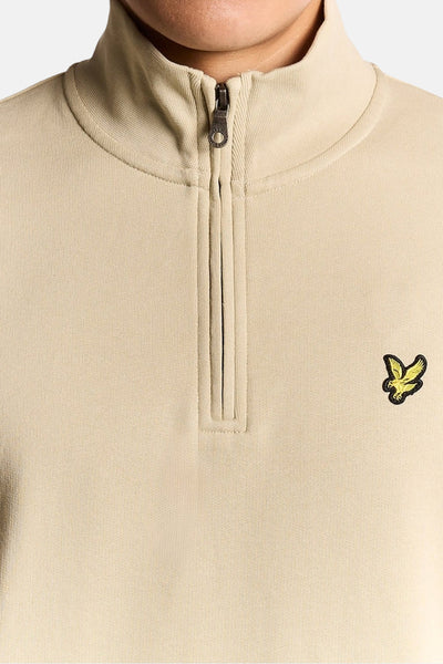 Sweat beige à col zippé de LYLE & SCOTT, avec logo brodé sur la poitrine