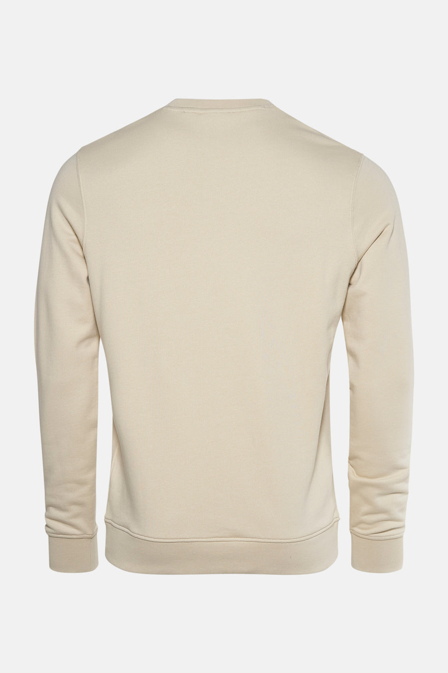 Ecru sweatshirt van Lyle & Scott, met ronde hals, in getextureerde stof, van achteren gezien.