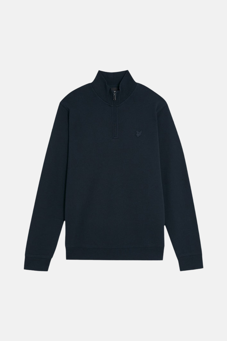 Sweat bleu col montant de LYLE & SCOTT avec fermeture éclair partielle et logo brodé ton sur ton.