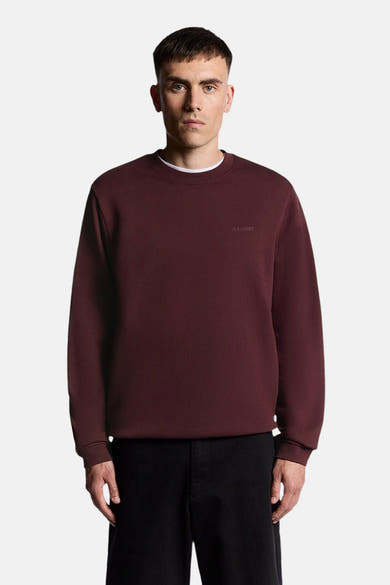 Bordeaux Lyle & Scott sweatshirt met zichtbare witte ronde hals.