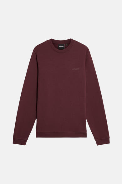Bordeaux sweatshirt van LYLE & SCOTT, met discreet ton-sur-ton logo op de borst.