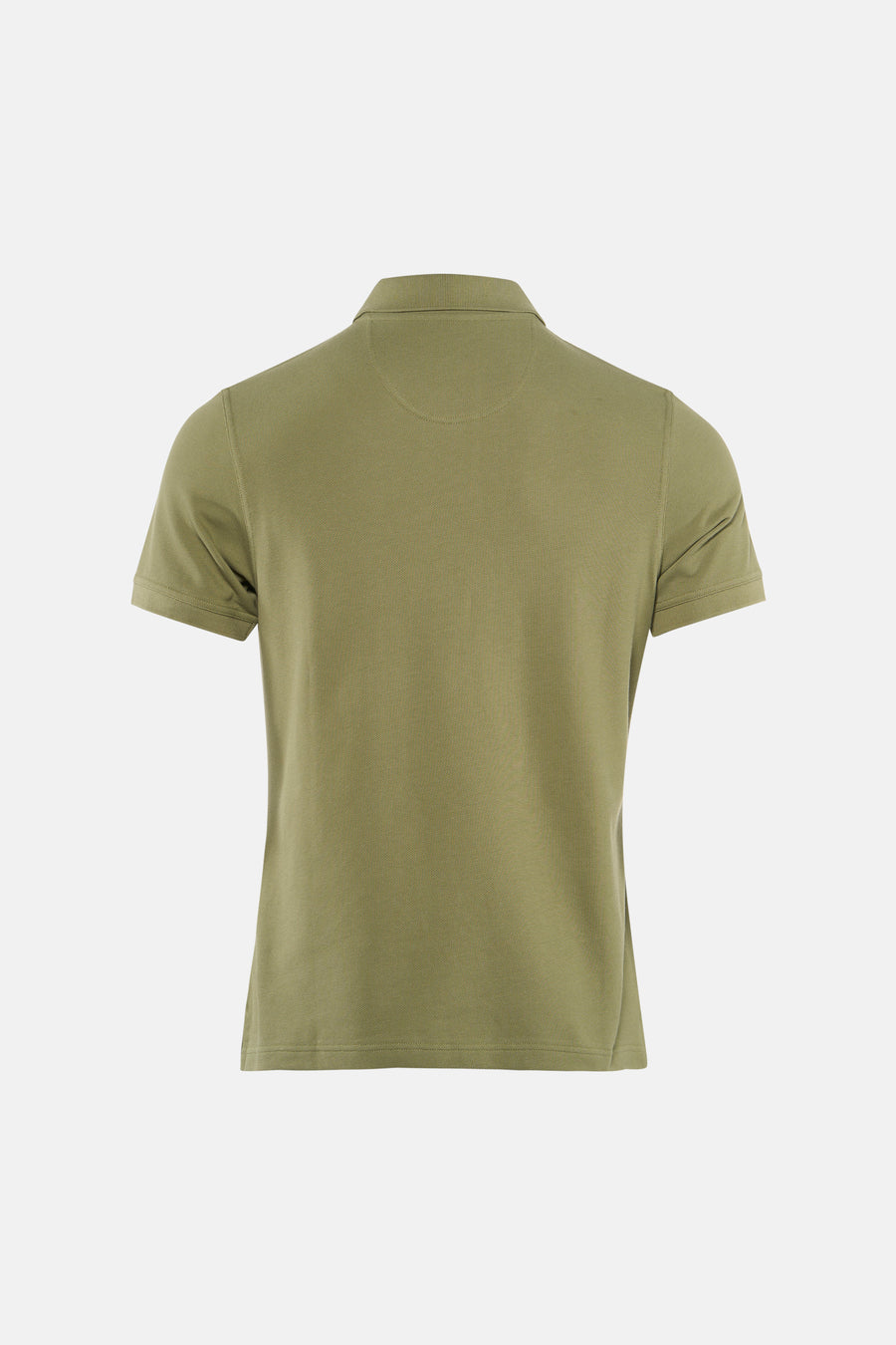 Polo à manches courtes vert de BARBOUR CLASSIC en maille piquée, vue de dos.