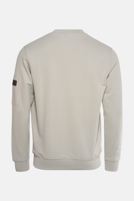 Groen sweatshirt van BARBOUR, met opgestikte zak op de mouw, gemêleerde textuur.