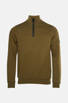 Kaki sweat-shirt met opstaande kraag van Barbour, achterzijde, met lange mouwen en geribbelde zoom.