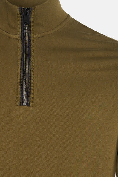 Kaki sweatshirt met opstaande kraag van BARBOUR, met een ritssluiting tot halverwege.
