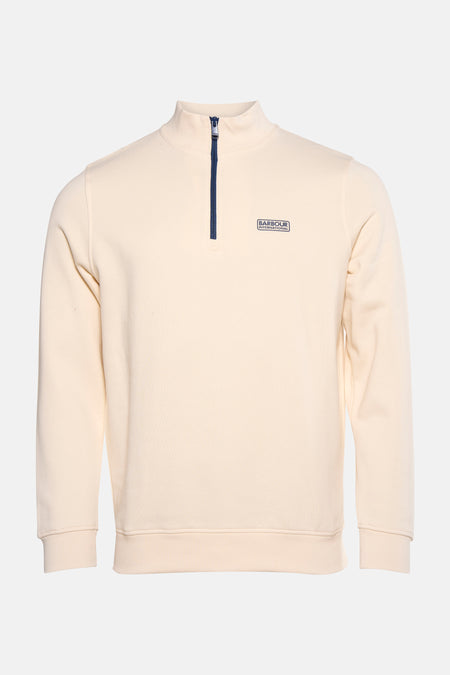 Ecru sweat met opstaande kraag van Barbour, met lange mouwen en een klassieke pasvorm.