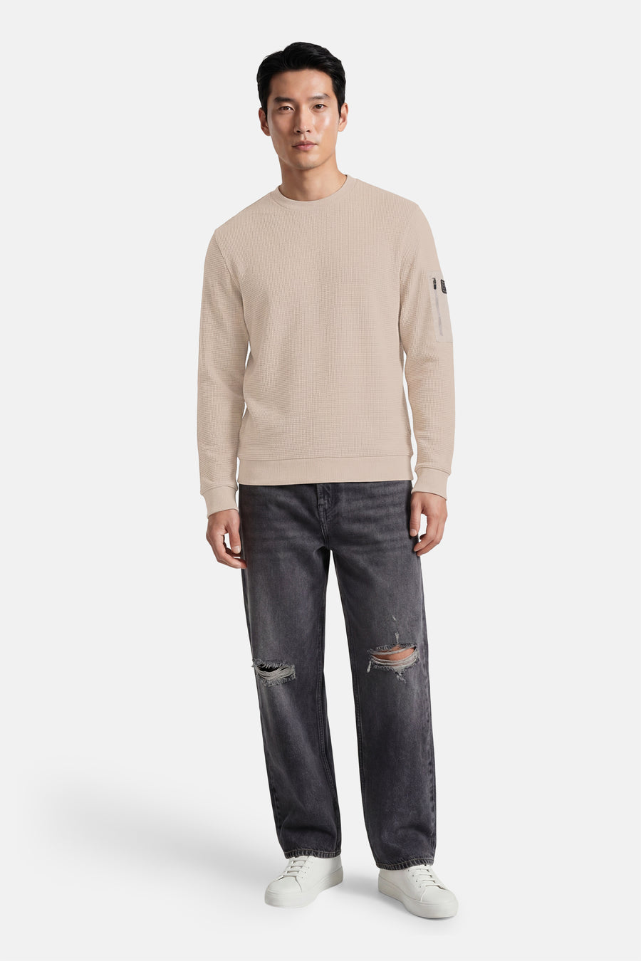 Sweat col O - beige