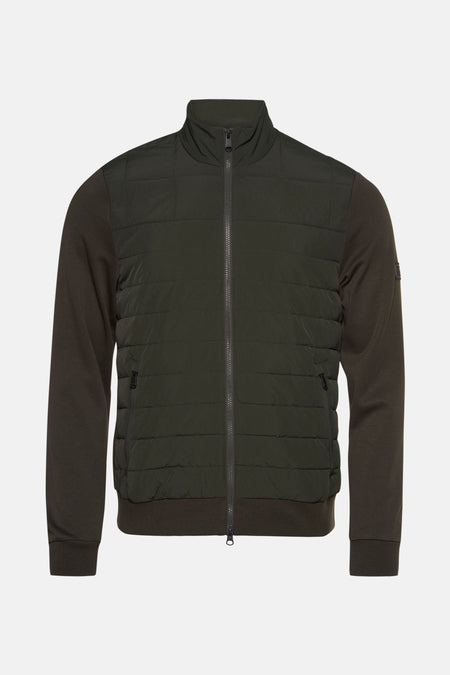 Korte kaki jas van BARBOUR met lange gebreide mouwen en ritssluiting.