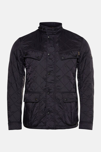 Veste de pluie bleu foncé de BARBOUR, motif losanges matelassé, à poches boutonnées.