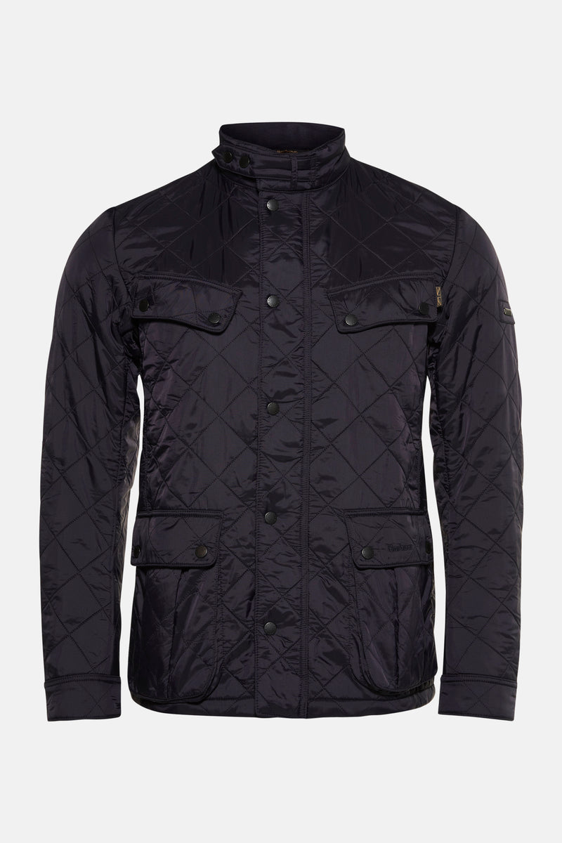 Veste de pluie bleu foncé de BARBOUR, motif losanges matelassé, à poches boutonnées.