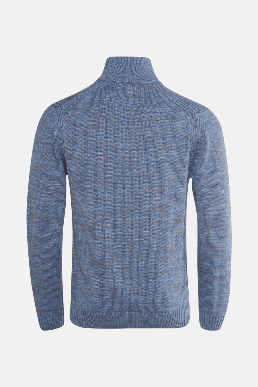 Ronde hals pull blauw van Petrol Industries, in gemêleerde tricot, met opstaande kraag.