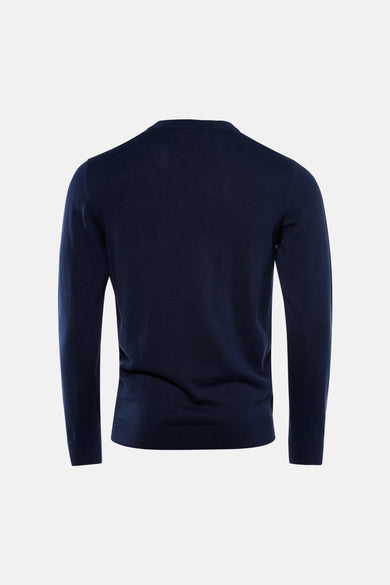 Pull à col rond bleu de Petrol Industries®, vue de dos.