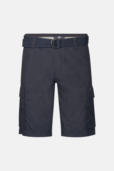 Korte spijkerbroek in zwart denim van Petrol Industries, met bijpassende stoffen riem en cargozakken.