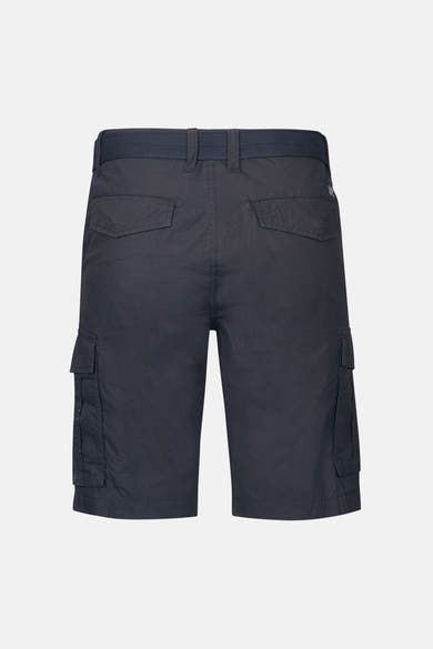 Short en denim noir par Petrol Industries®, vue arrière avec poches cargo.