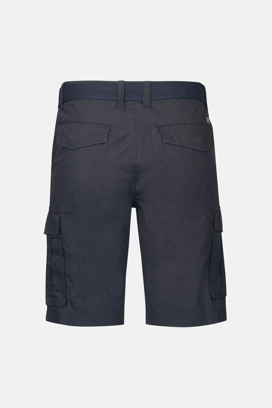 Short en denim noir par Petrol Industries®, vue arrière avec poches cargo.