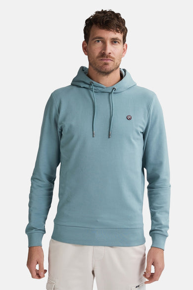 Sweat à capuche bleu de Petrol Industries®, avec cordon de serrage et logo discret sur la poitrine.
