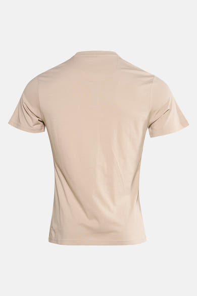 Ecru T-shirt met korte mouwen van Barbour, klassieke pasvorm, van achteren gezien.