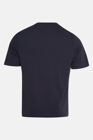 T-shirt à manches courtes bleu foncé de Barbour, vue arrière sur fond clair.