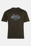 Kaki T-shirt met korte mouwen van BARBOUR, met motorprint en logo.