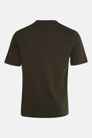 Kaki T-shirt met korte mouwen van Barbour, klassieke pasvorm en effen stof.