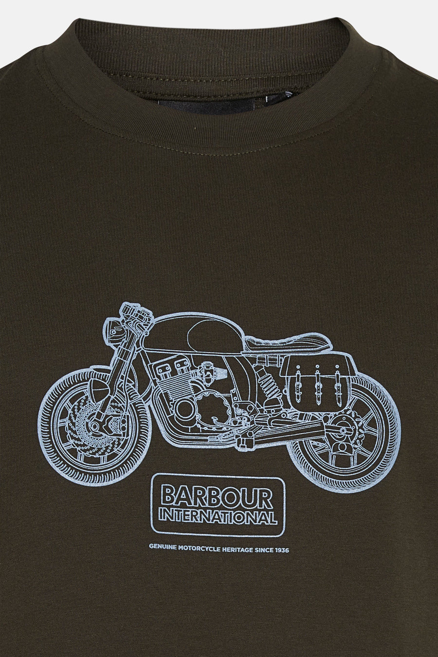 T-shirt kaki à manches courtes de BARBOUR, avec imprimé moto et logo.