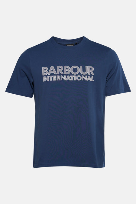 Blauwe T-shirt met korte mouwen van BARBOUR, effen, achterzijde.