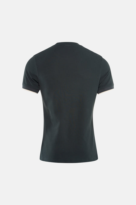 Groen T-shirt met korte mouwen van BARBOUR, subtiel textuurpatroon en contrasterende biesafwerkingen.