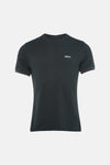T-shirt à manches courtes vert par BARBOUR International, avec motif texturé et ourlet contrastant aux manches.