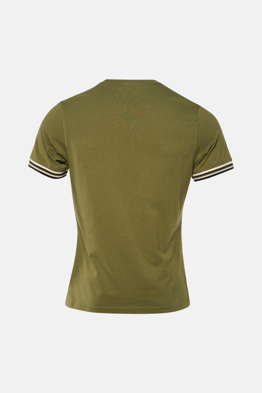 T-shirt vert à manches courtes de Barbour, avec rayures décoratives sur les manches.
