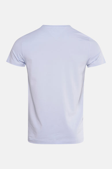 T-shirt à manches courtes bleu de TOMMY HILFIGER, vue arrière sur fond uni.