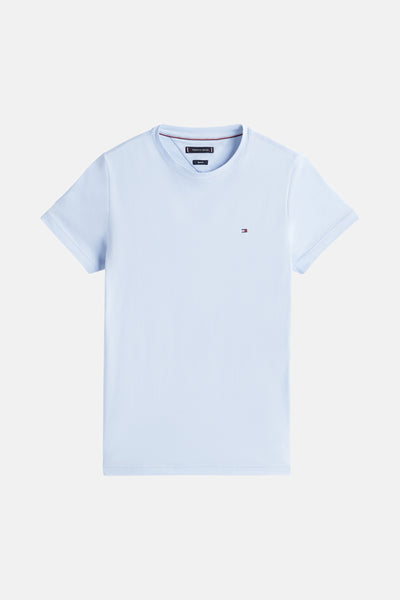 Blauw T-shirt met korte mouwen van TOMMY HILFIGER, met discreet logo op de borst.
