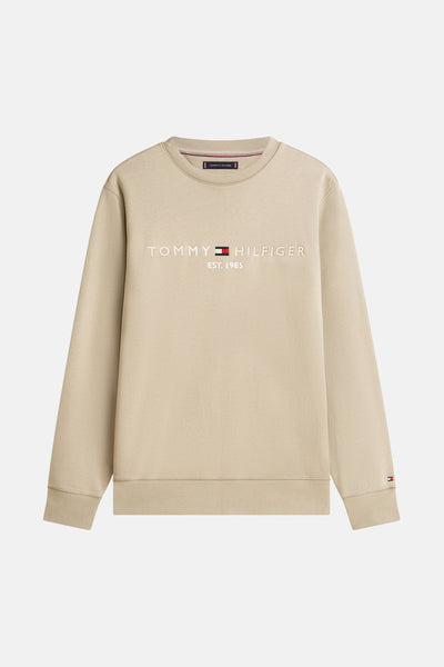 Kaki ronde hals sweatshirt van TOMMY HILFIGER, met geborduurd logo op de voorkant en geribbelde boorden.