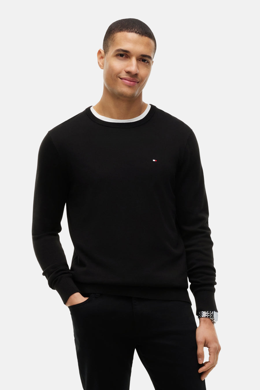 Pull met ronde hals - zwart