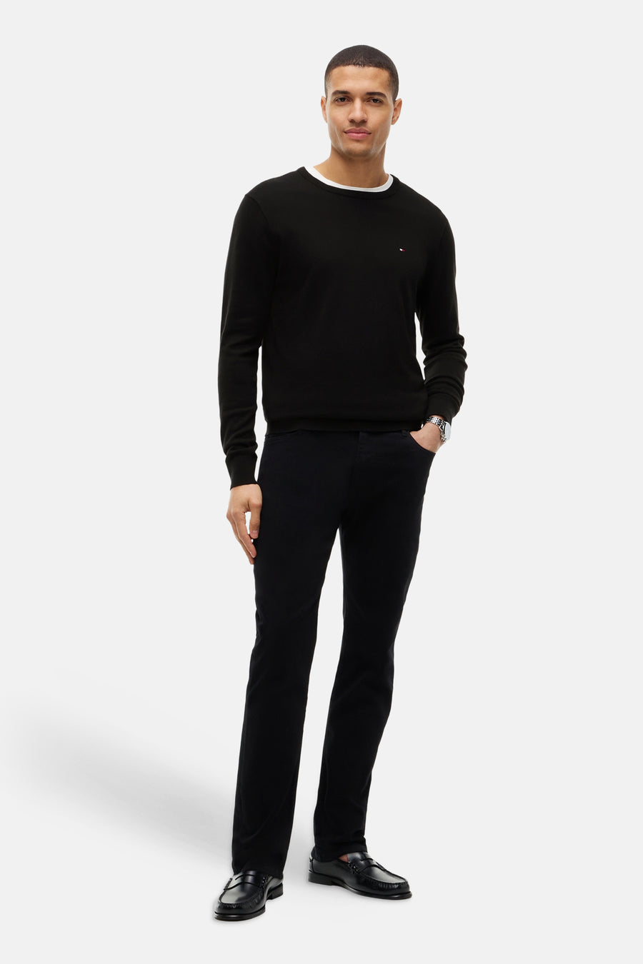 Pull met ronde hals - zwart