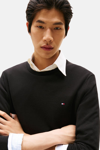 Pull col rond Noir - Tommy Hilfiger