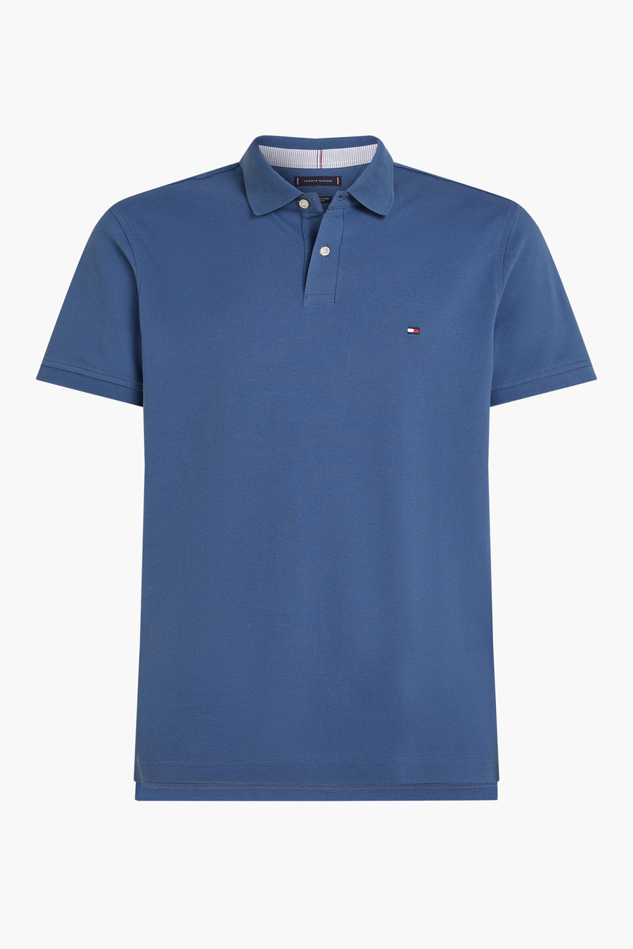 Polo blauw met korte mouwen van TOMMY HILFIGER, met discreet logo op de borst.