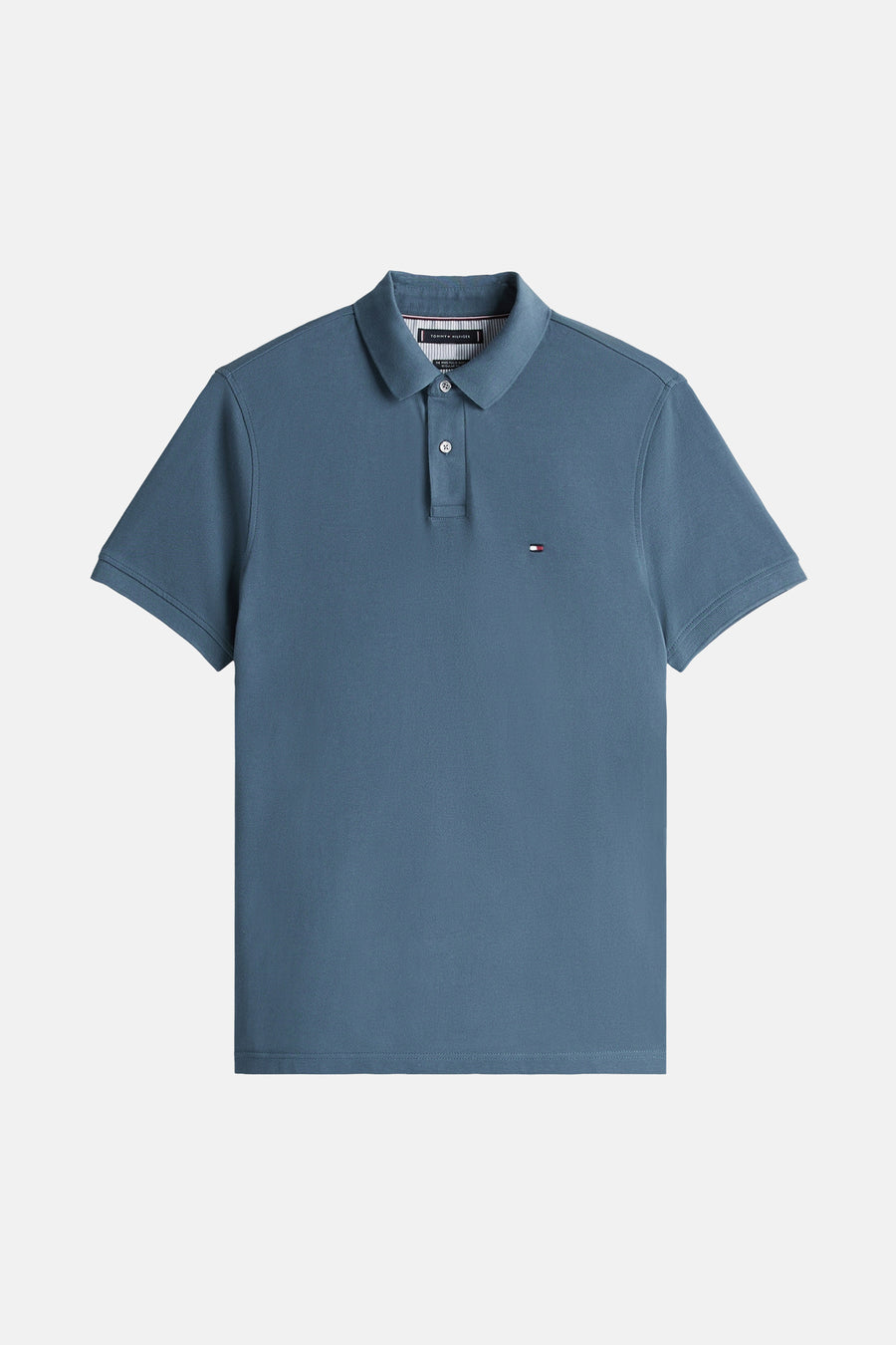 Polo blauw met korte mouwen van TOMMY HILFIGER, met discreet logo op de borst.