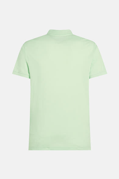Polo à manches courtes vert clair de Tommy Hilfiger, vue de dos, sur fond neutre.