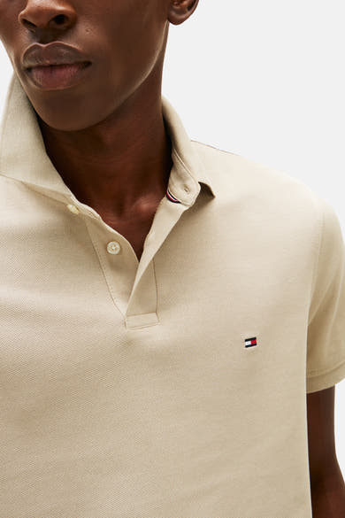 Polo beige met Tommy Hilfiger, Tommy short man logo logo logo logo logo logo logo op