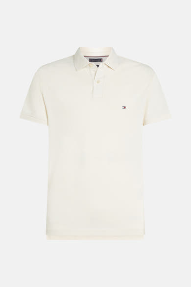 Polo wit van Tommy Hilfiger, met korte mouwen en discreet logo op de borst.