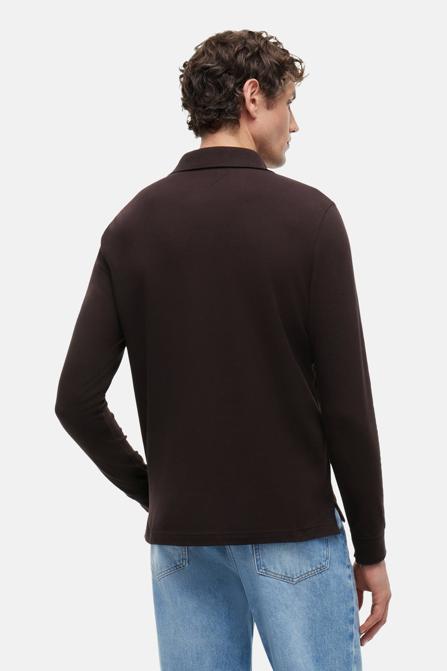 Polo met lange mouwen - bruin