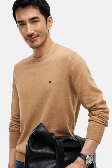 Trui met ronde hals beige - TOMMY HILFIGER