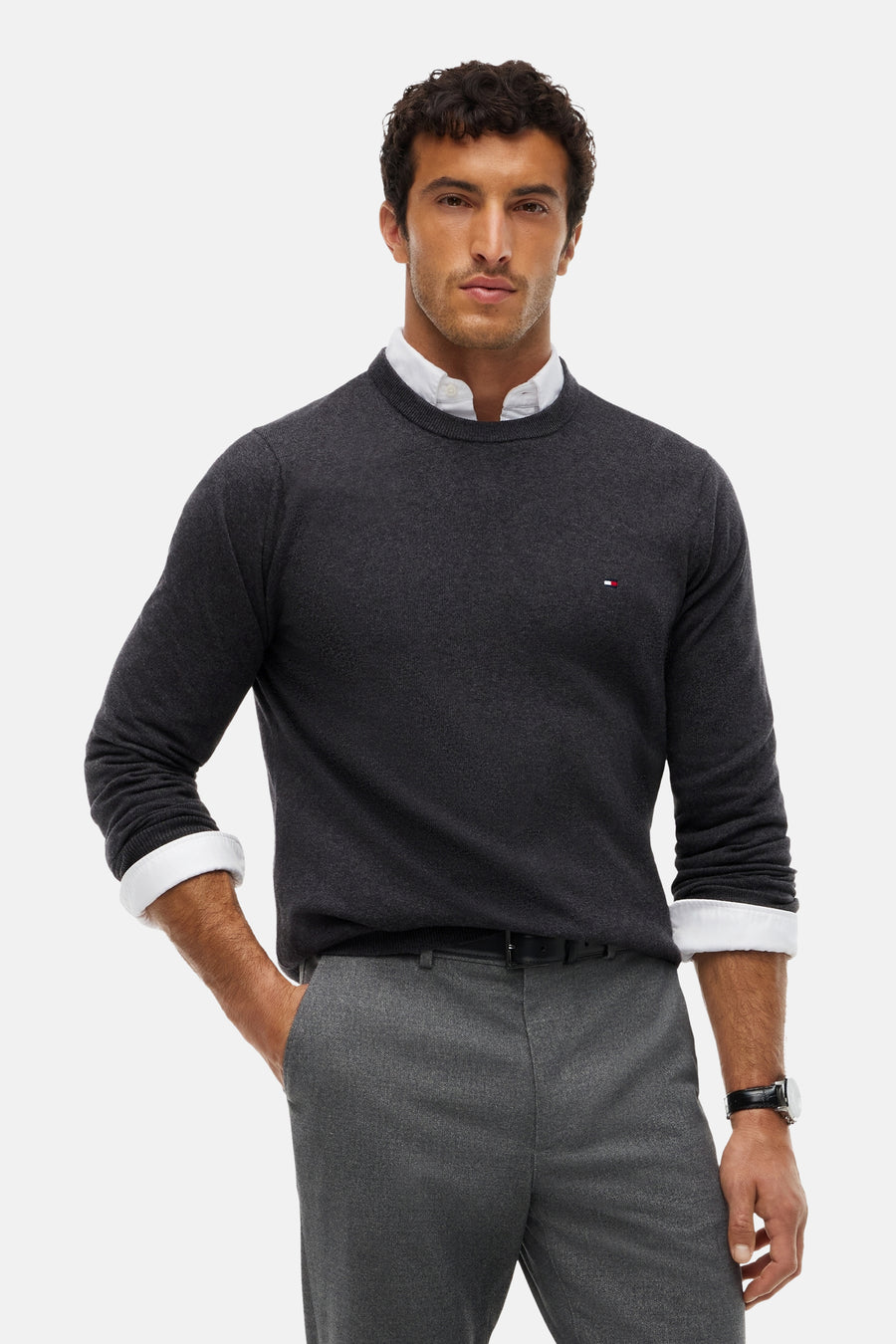 Trui met ronde hals grijs - TOMMY HILFIGER